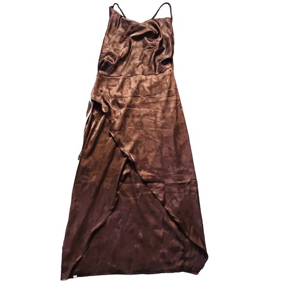 Missguided Y2K ASYM Cami Drape Satin Midi Wrap Dress US SZ 8 NWT Cocktail - Picture 1 of 4